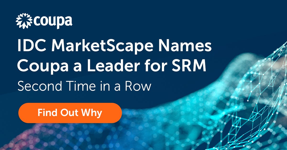 .<a href="/IDC/">IDC</a> MarketScape Names <a href="/Coupa/">Coupa Software</a> a Leader for #SRM for the Second Time in a Row. #CoupaProud #BSM #Supplier bit.ly/2Z2r4Ur