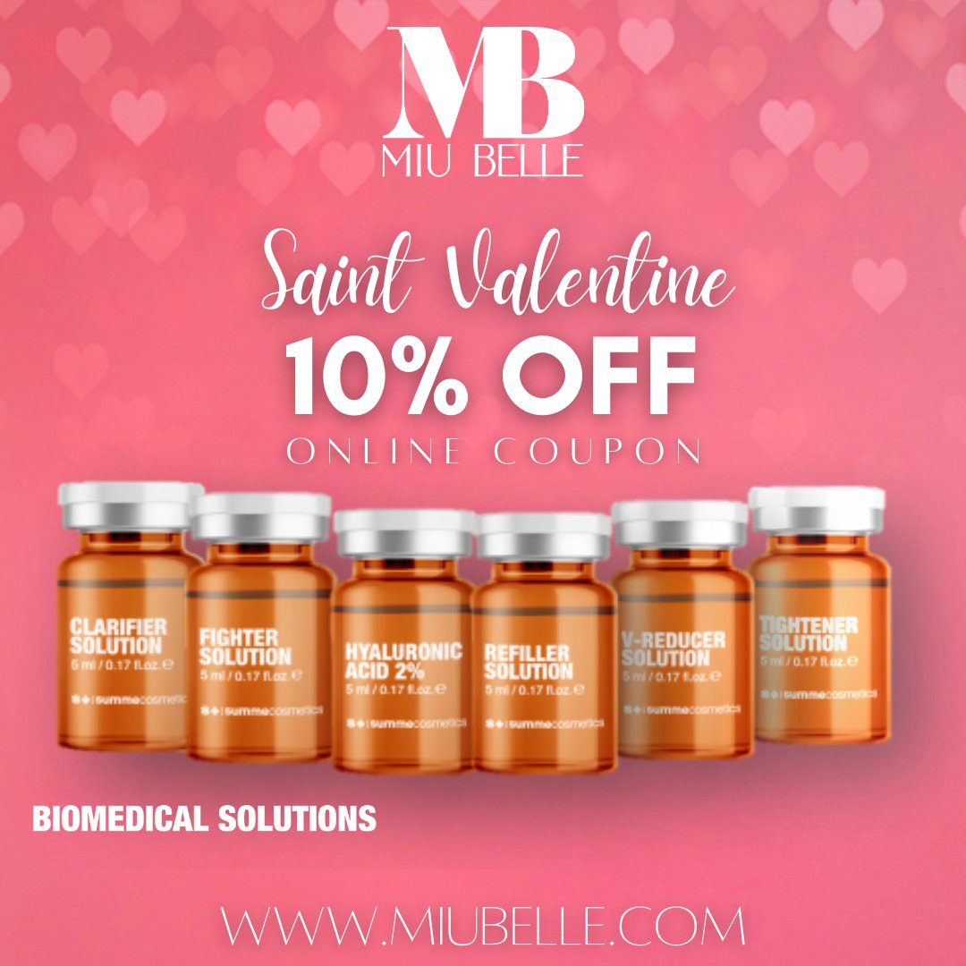 miubellecorp's tweet image. #BIOMEDICALSOLUTIONS, Formulaciones concentradas de principios activos presentados en ampollas estériles para su aplicación transdérmica.

CODIGO DE PROMOCION: MIULOVE

Ingresa a nuestra página web y realiza tus compras 
miubelle.com

#saintvalentine #summecosmetics