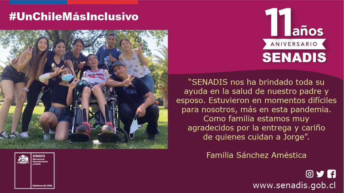 Llevamos más de una década trabajando por #UnChileMásInclusivo y seguiremos apoyando a las personas con discapacidad. El año pasado conocimos a Jorge, su hija Teresa y familia en medio de la crisis por COVID-19 y les brindamos apoyo para que él hoy tenga los cuidados necesarios