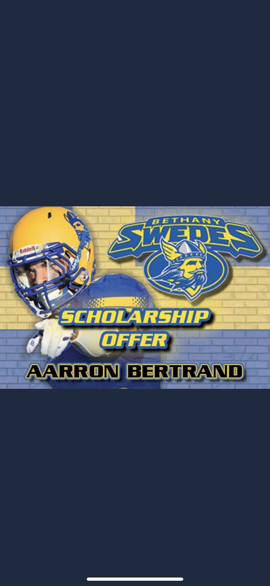 After a great talk with <a href="/CoachKincadeWR/">Shawn Kincade</a> I am blessed to receive another offer from  Bethany College!!!!🔵🟡 <a href="/SwedesFB/">Bethany Football</a> <a href="/CoachPels/">Greg Pels</a> <a href="/RichardsonHS_FB/">Richardson Eagles FB</a>