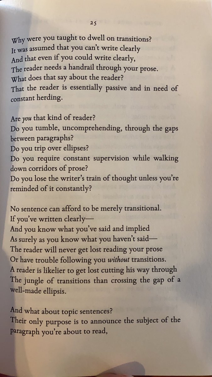 This is from Klinkenborg’s “Several short sentences about writing”. Here’s another typically insightful, brutal passage.
