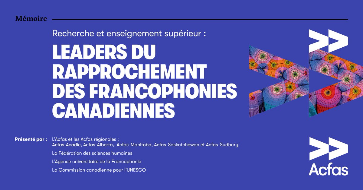 _Acfas's tweet photo. Après un an de travail, l’Acfas et ses partenaires publient un mémoire en vue de la prochaine politique du Québec en matière de francophonie canadienne et du Sommet sur le rapprochement des francophonies canadiennes de juin 2021. #frcan

👀👇
https://t.co/COPoDrbsYY https://t.co/vRdja4UL9X