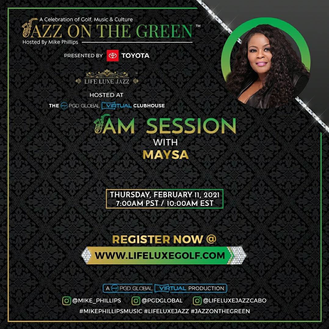 Coming up ... Proud to be a part of Jazz On The Green hosted by Saxophone Extraordinaire @Mike_Phillips and @lifeluxejazzcabo presented by @Toyota at the @PGDGlobal Virtual Clubhouse. Join me on a special Jam Session! Register Now: lifeluxegolf.com