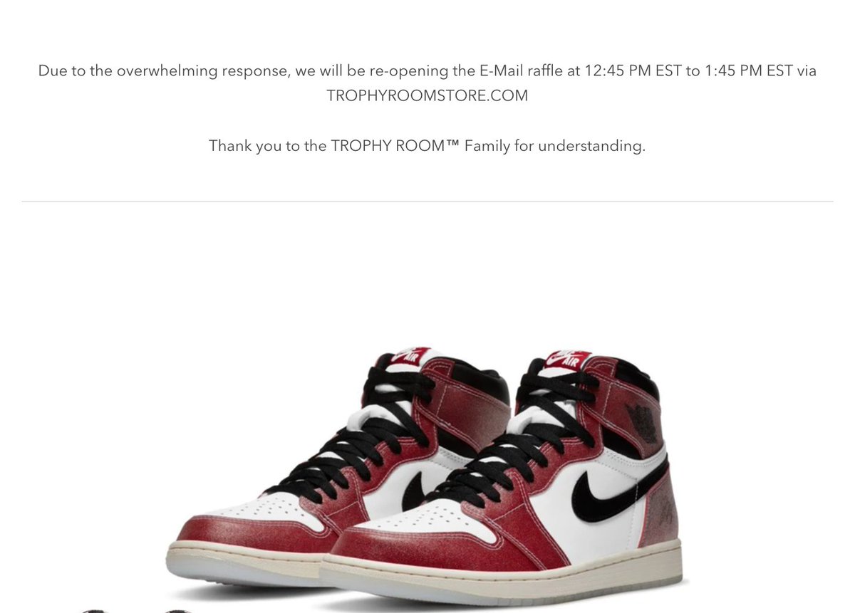 Update: Due to the overwhelming response, we will be re-opening the E-Mail raffle at 12:45 PM EST to 1:45 PM EST via TROPHYROOMSTORE.COM