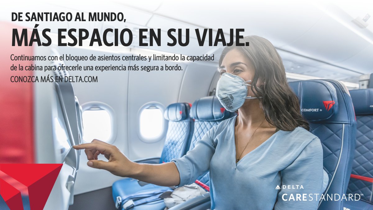 turavion's tweet photo. Delta Air Lines extiende su plan de bloqueo de asientos centrales en sus cabinas, ofreciendo a sus pasajeros una experiencia más segura durante su vuelo. https://t.co/zM1b2Cg22n