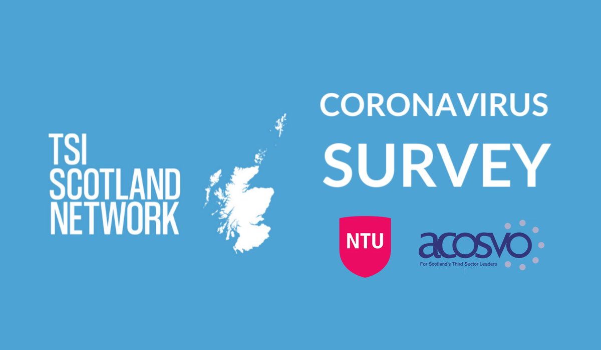 New Survey Launched☑️

Following the <a href="/TSIScotNet/">TSI Scotland Network</a> Coronavirus Survey last year, local organisations are invited to take part in a survey in conjunction with <a href="/TrentUni/">Nottingham Trent University</a>, and supported by <a href="/ACOSVO/">ACOSVO</a>, assessing the impact of #COVID19 on the third sector.

Survey: nbsntu.eu.qualtrics.com/jfe/form/SV_aW…
