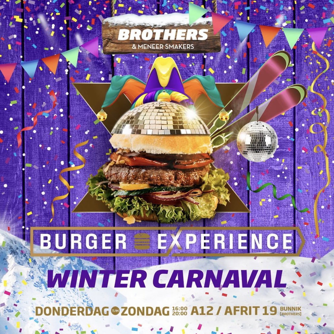 🎭𝗔𝗹𝗮𝗮𝗳!! 𝗛𝗲𝘁 𝗲𝗻𝗶𝗴𝗲 𝗲𝗰𝗵𝘁𝗲 𝗰𝗮𝗿𝗻𝗮𝘃𝗮𝗹𝘀𝗳𝗲𝗲𝘀𝘁𝗷𝗲 𝘃𝗮𝗻 𝗱𝗶𝘁 𝗺𝗼𝗺𝗲𝗻𝘁! 🎉 Heb jij zin in heerlijke burgers én wil je dit jaar de carnaval-vibe ook écht niet missen? Kom dan langs, dans en zing vanuit de auto mee met de lekkerste carnavalskrakers!