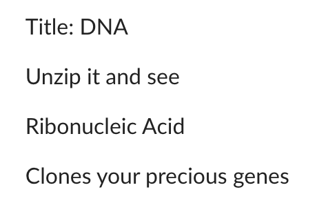 markowenmartin's tweet photo. On my first "in class" quiz, I asked my #Bio111A #TeamMolecular students to write a haiku about a concept from class. Here are just a few. @univpugetsound @ASMicrobiology #StudentCreativity #DifferentWaysOfLearning (1/2) https://t.co/RuTJX098to