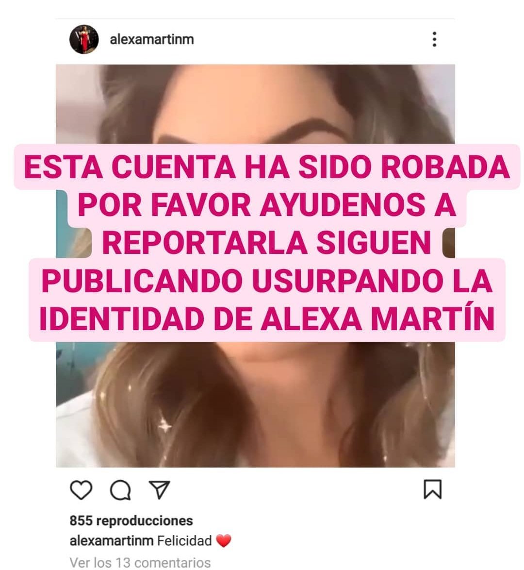 Chapafollow's tweet photo. Amigos la cuenta de Instagram de @alexamartinm ha sido hackeada por favor ayudenos a reportarla para que Instagram le pueda devolver la cuenta muchas gracias https://t.co/44Kq1XRVnF