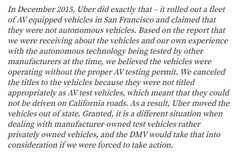In 2019, I asked the CA DMV about their permit regime's reliance on OEM designations and the possibility that an OEM could try to exploit it. Here's what a spox told me, which I included in this broader piece on the question of regulatory barriers to FSD  http://thedrive.com/tech/29338/what-are-the-regulatory-barriers-to-full-self-driving
