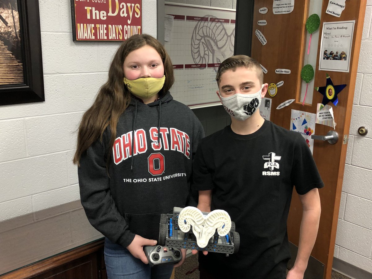 Jaxon Sanford and Jordyn Lilley perfect their design for the VEX IQ Robot competition.