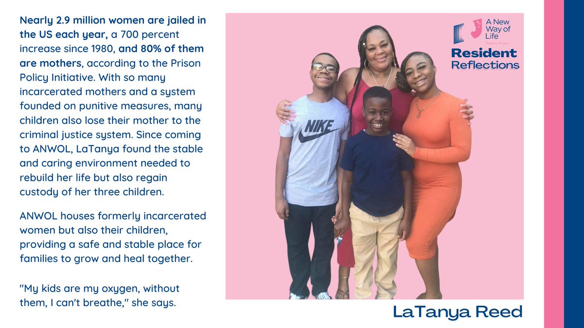ANewWayofLife1's tweet photo. "A New Way of Life is like the icing on my cake. My kids love it here and because I found a stable place to live, I'm closer to getting my kids back," - LaTanya Reed, ANWOL Resident #FreedomWork #ResidentReflections https://t.co/moakSvury4