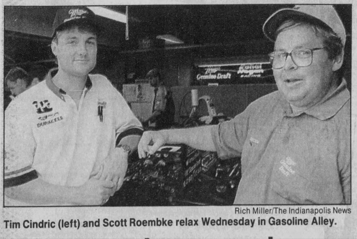 John Oreovicz (@indyoreo) on Twitter photo Way Back Wednesday:
<a href="/TimCindric/">Tim Cindric</a> in 1995 with the late, great Scott Roembke.
<a href="/Team_Penske/">Team Penske</a>
<a href="/RLLracing/">Rahal Letterman Lanigan Racing</a> Way Back Wednesday:
<a href="/TimCindric/">Tim Cindric</a> in 1995 with the late, great Scott Roembke.
<a href="/Team_Penske/">Team Penske</a>
<a href="/RLLracing/">Rahal Letterman Lanigan Racing</a>