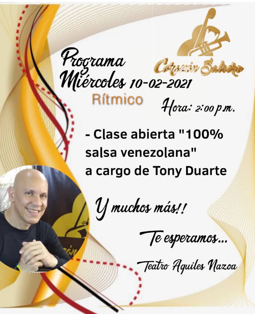 CorazonSalsero_'s tweet photo. #PontePilas 👉| #Hoy #Miércoles seguimos con nuestra #SemanaAniversario.

Acá👇 les dejamos nuestra programación  "Rítmica".

#salsa #baile #aniversario #caracas #venezuela #patrimonio #salsoterapia  #canto #ANPorElBienestarSocial #10Feb https://t.co/4wpcind5X0