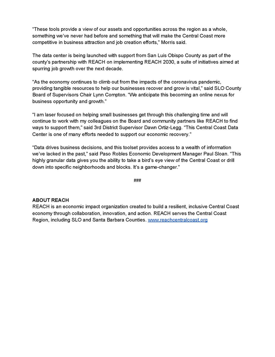 SLO_EVC's tweet photo. REACH has launched a new Central Coast Data Center to attract investment and spur economic growth!

Check it out: https://t.co/2jRGSy9JKV

#centralcoast #economicdevelopment https://t.co/IDxCP4r2fU