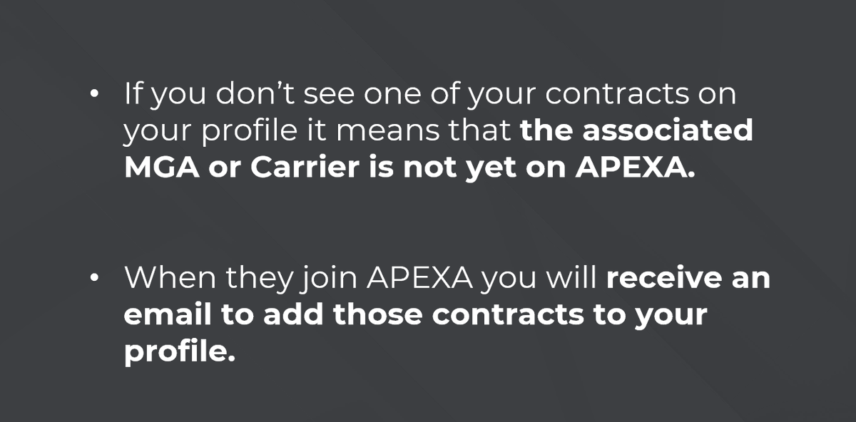 APEXA_Corp's tweet photo. One of the unique features of APEXA is that it grants you the ability to easily access your MGA and Carrier contracts in one location. Learn more #features and #benefits of #APEXA every Wednesday! #LifeInsurance https://t.co/Rd0SVdy1I7