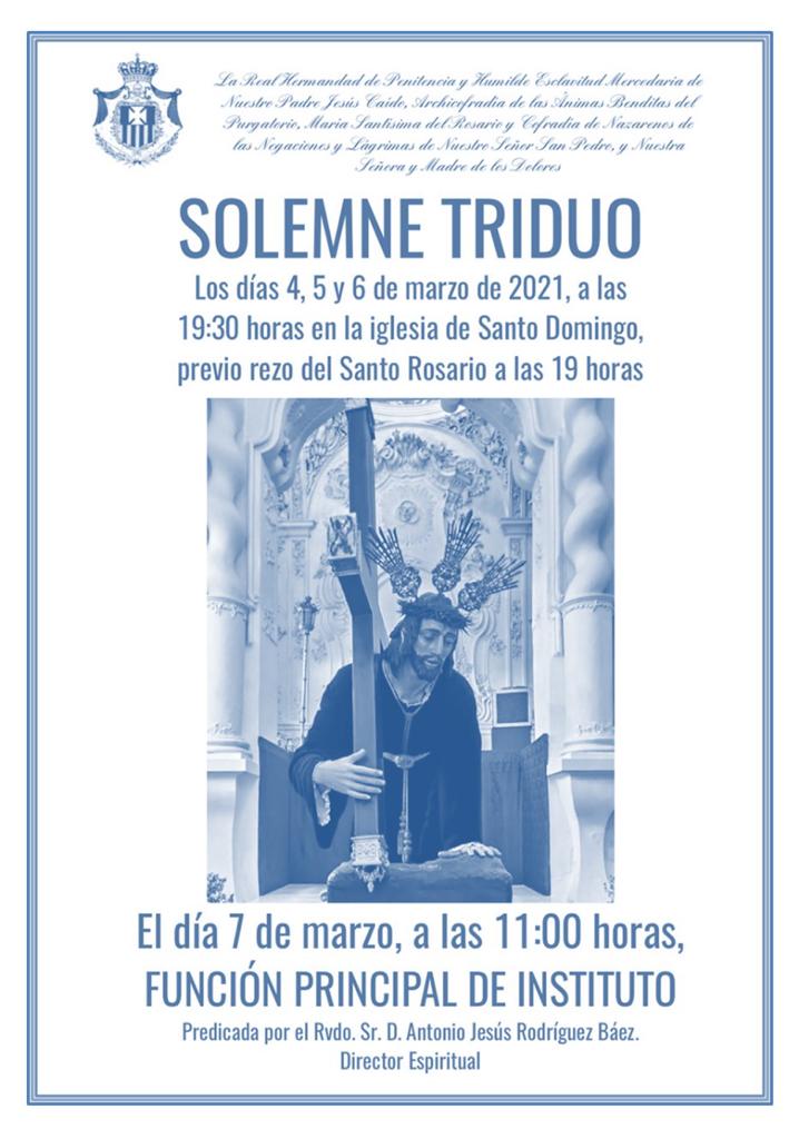 SOLEMNE TRIDUO en honor a nuestros Sagrados Titulares.
Más información en jesuscaidoosuna.com