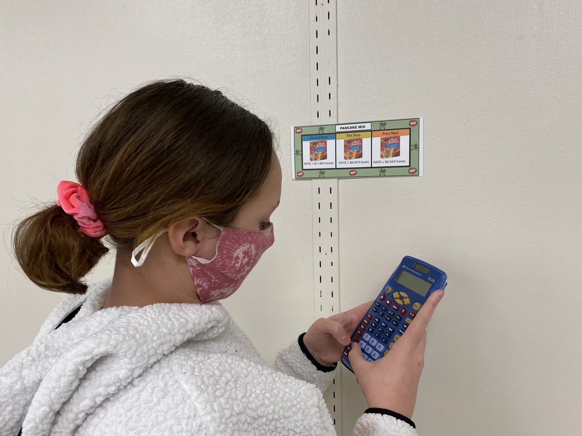 hw_warriors's tweet photo. The students in Ms. Cook’s class learned to be bargain shoppers today by working to find the best unit rate (cost/unit of measurement). Comparing prices will allow them to make better financial choices in the future! #1phasd https://t.co/EYIwpLNqJx