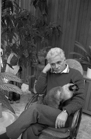 Derrida with a siamese cat