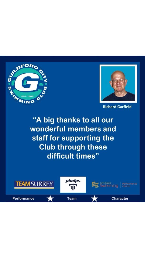guildfordcitysc's tweet photo. Richard Garfield - “A big thanks to all our wonderful members and staff for supporting the Club through these difficult times”
#GuildfordCitySwimmingClub #GCSC #TeamGuildford #SEPerformance #Performance #Swimming #Team https://t.co/1POeGk9cuN