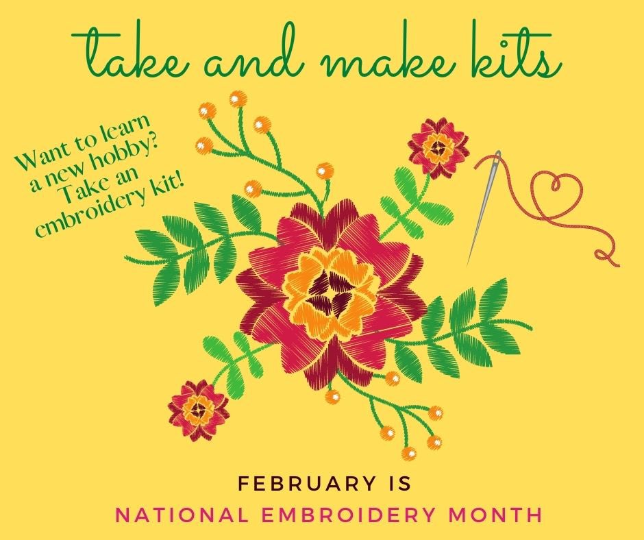 BrandonLibrary's tweet image. Grab an embroidery kit! #nationalembroiderymonth #brandonlibrary