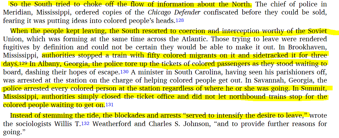 Growing increasingly desperate they began to choke of information from the Northern U.S. in hopes of dissuading people from leaving. They even went as far as to rip up tickets and halt or divert trains to prevent African-Americans from leaving.This had little impact.
