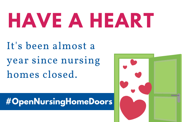 ActionforOlder's tweet photo. Join the Valentine's Twitter Storm - 2/12/21. Tweet and tag the Centers for Medicare &amp; Medicaid Services (CMS), your U.S. Senators, and Representative! Ask them to #HaveAHeart and #OpenNursingHomeDoors. More at https://t.co/OZKL0gxvc2 https://t.co/HtH2n84lKp