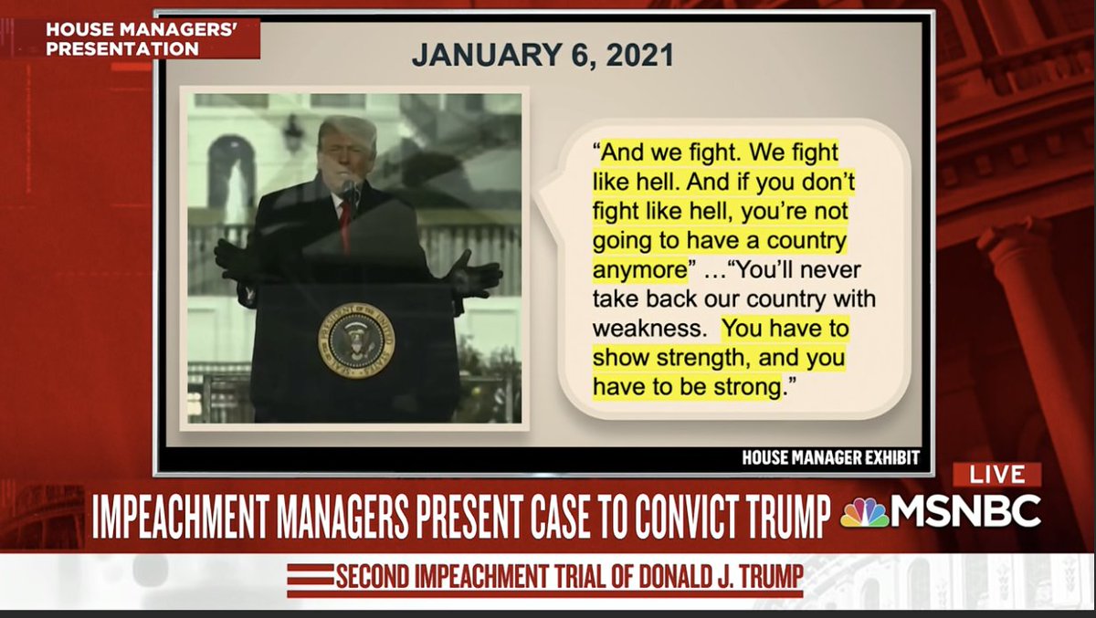 Mob was organized "so openly" with weapons. They said they were sent there by the President of the United States of America. And when they arrived, he whipped these angry armed people into a frenzy and pointed then to the Capitol. Told them to fight like hell. 7/