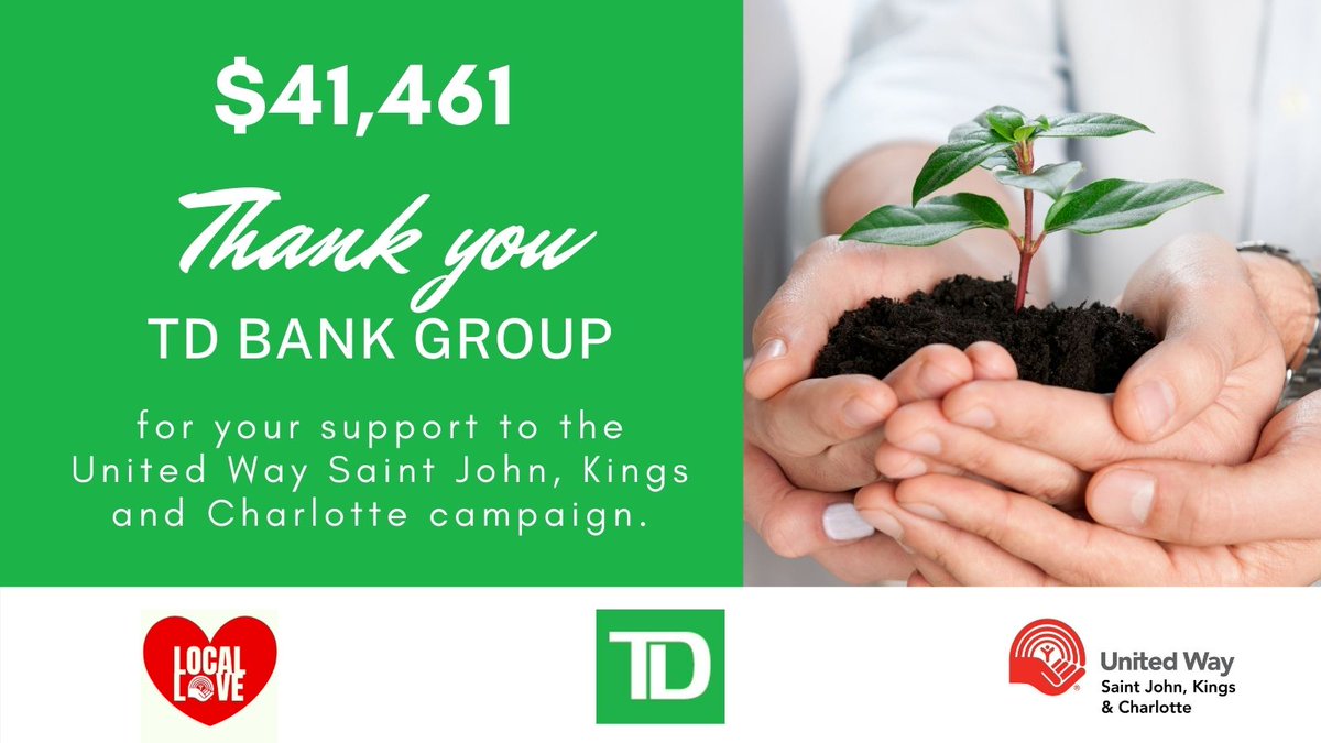 Shout out to TD for their amazing generosity to the SJKC region.  Their gift of $41,461 will help support so many programs and services for people in our local communities.  <a href="/JennAuld/">Jenn Auld</a> @cadecarie  <a href="/alimassoudi/">Ali Massoudi</a> <a href="/TinaFMurphy/">Tina Murphy</a>
<a href="/paulbway/">Paul Way</a> @DylanTufford_TD <a href="/MuirChris_TD/">Chris Muir</a> <a href="/CjLeigh_TD/">Crystal Leigh</a>