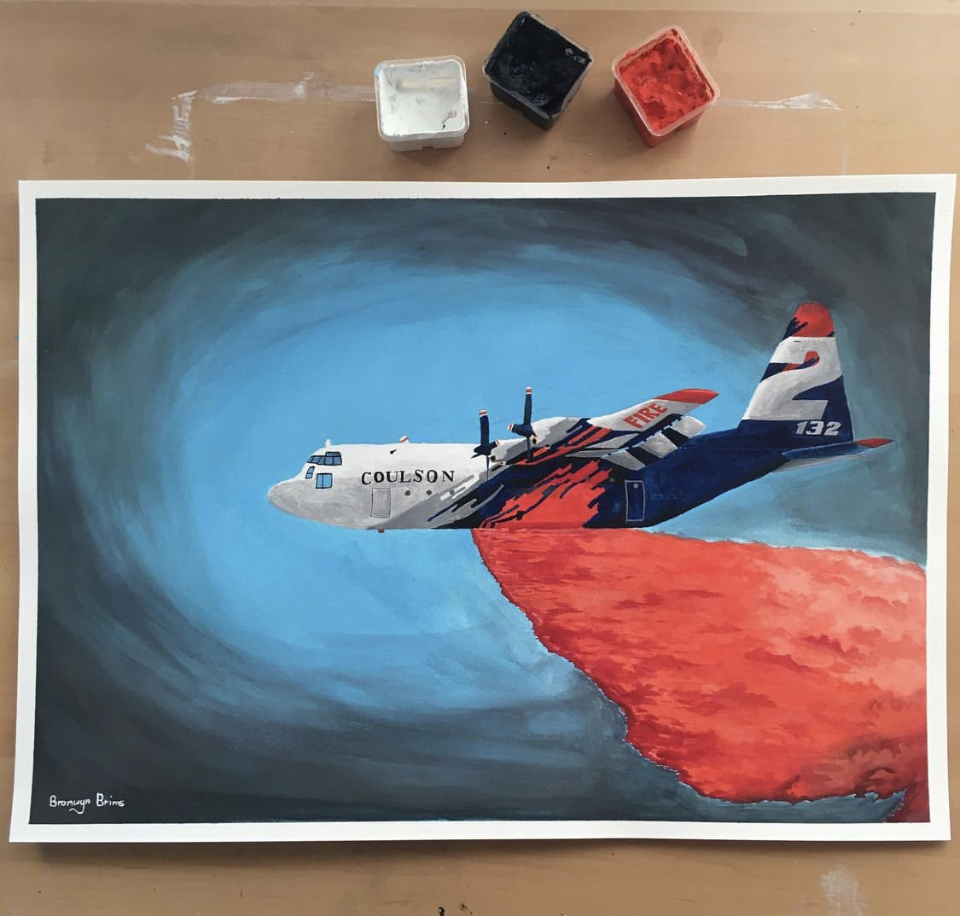 C-130 bomber Ty has been immortalised in paint by an Australian artist. This captures the power of the C-130, working in Western Australia supporting communities and firefighters.  Thanks to Bronwyn Brims Studio, a lovely piece.

#australianbushfires