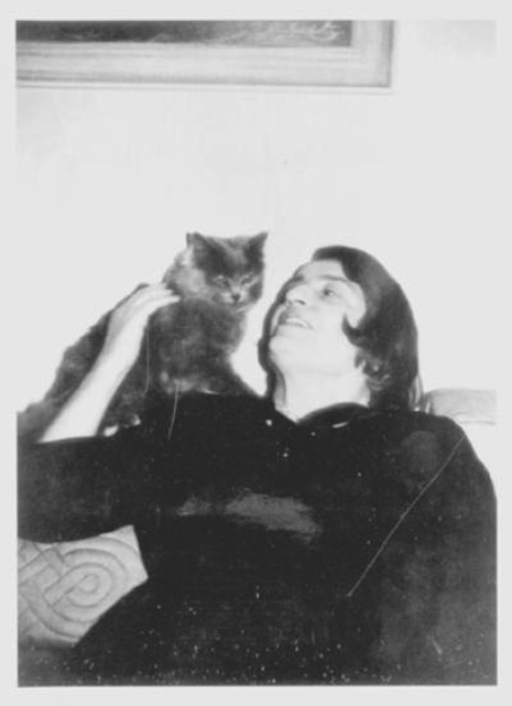 Ayn Rand with presumably the worst treated cat in the world