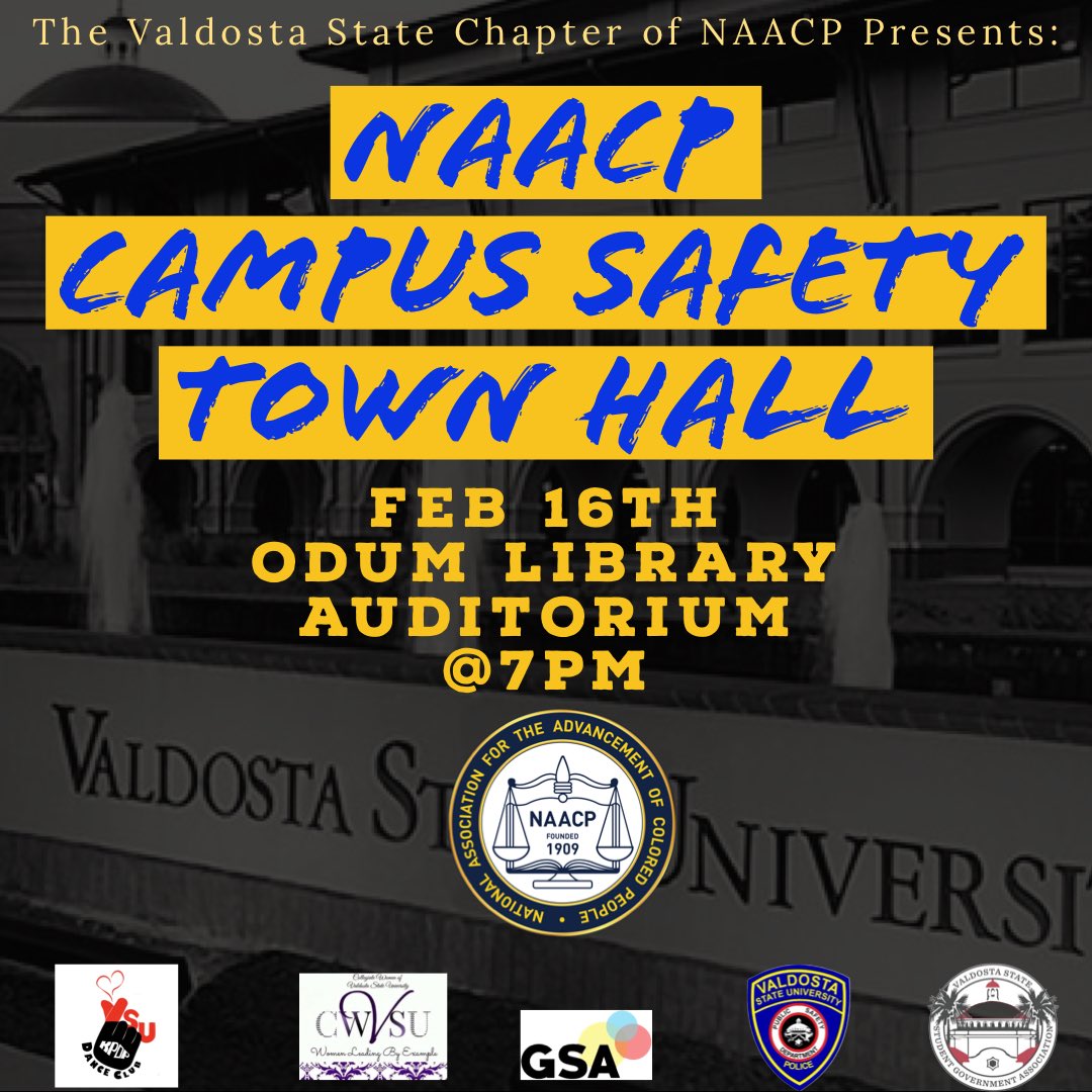 VSU_NAACP's tweet photo. 🚨NAACP CAMPUS SAFETY TOWN HALL 

#vstate22 #vstate23 #vstate24 #vstate https://t.co/BIHJw2OHY9