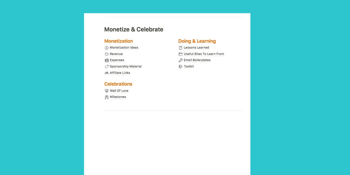 4/ What’s inside - Monetization- Get 20+ monetization ideas- Podcast pitch deck template- Podcast ads tracker- Access databases to store your revenues/expenses- Celebrate your small wins!