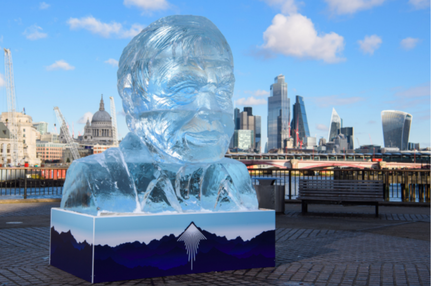 Each fortnight, everyone in the UK melts 5 cubic metres of Artic Sea Ice. The equivalent to this inspiring work of art of Sir #DavidAttenborough. See how you can take action here: tenzingnaturalenergy.com/pages/takeacti…