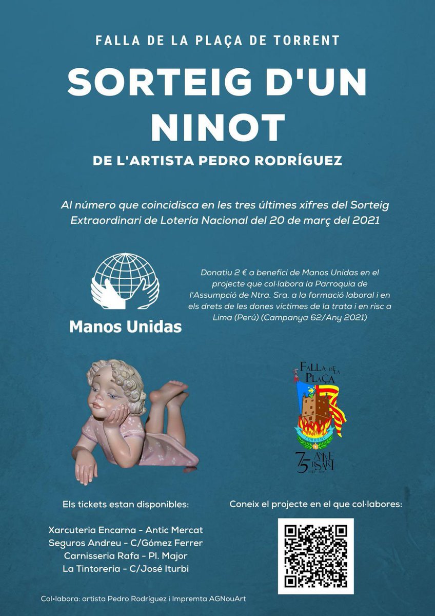 Sobre les 18:30 en el programa @BonaVespradaAP  <a href="/apunt_media/">À Punt</a> conecta en directe  en el Taller de Pedro Rodríguez per a fer-nos una entrevista per el nostre projecte solidari <a href="/ManosUnidasONGD/">Manos Unidas ONGD</a> <a href="/JCF_Valencia/">Junta Central Fallera</a>