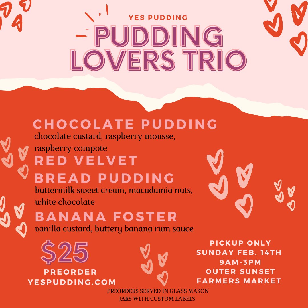 YesPudding's tweet image. Valentines Day Trio ❤
Nothing says 'I love you' like pudding! This pudding lovers trio is live and ready to order. PICK UP Sunday February 14th from 9am-3pm at @sunsetmercantile. Pre-Order at yespudding.com includes 1 single rose, custom labels &amp;amp; glass mason jars.