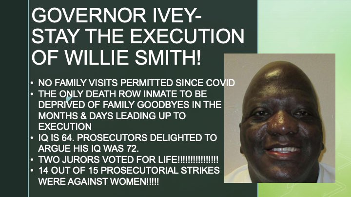 Jews4Abolition's tweet photo. #SaveWillieSmith @GovernorKayIvey His blood will be on your hands! YOU can stop this. Please - do the right thing...you still have time. Respectfully, Cantor Michael and the 645 Members of “L’chaim! Jews Against the Death Penalty” https://t.co/WCGE2iKleq https://t.co/rUFbaNt6Hi