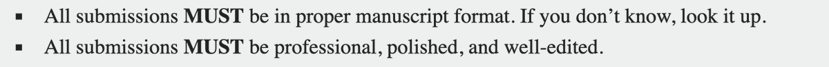 YesAurielle's tweet photo. Hey, Journals?
Yea, don't do this. This is anti-Black, classist + rude.
If you have reqs for submissions? NAME THEM. Everyone doesn't have access to the same learning materials + no one knows what "proper" guidelines means to your pretentious editor... #decolonizepublishing https://t.co/Ow49Ub6Hai