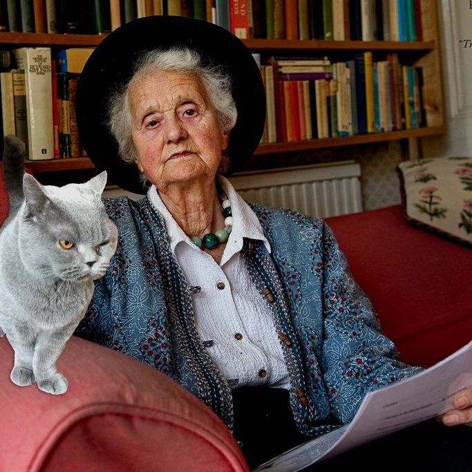 Mary Midgley with her badass cat