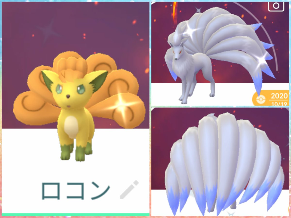 つっか Monstrafa1118 さんにブイゼル色違いキラ交換していただきました フローゼル可愛い W そして日付変わって Dacapo7777 さんにロコン色違いいただきました キュウコンは美しい 後ろ姿だけ見たら一瞬何かわからなそうw 大切にします