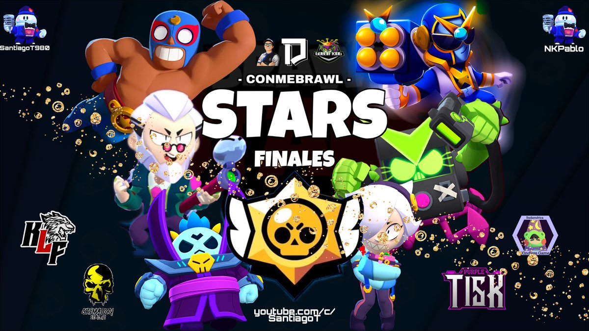 🌟¡LLEGÓ EL DÍA!
🏆Sé define el primer campeón de la CONMEBRAWL #CopaStars
Desde las 22hs🇦🇷 en youtube.com/c/SantiagoT ▶️ los equipos...
@Team_KLF 🐯 
<a href="/TeamCrematory/">Crematory Esports ☠️</a> 💀 
<a href="/KindlessGame/">KG de Vacaciones💫</a>  🐸 
<a href="/TiSKPurpleBS/">TiSK Purple ( Desde🏡)</a> 🌌
Buscarán #SerUnaEstrella 🌠