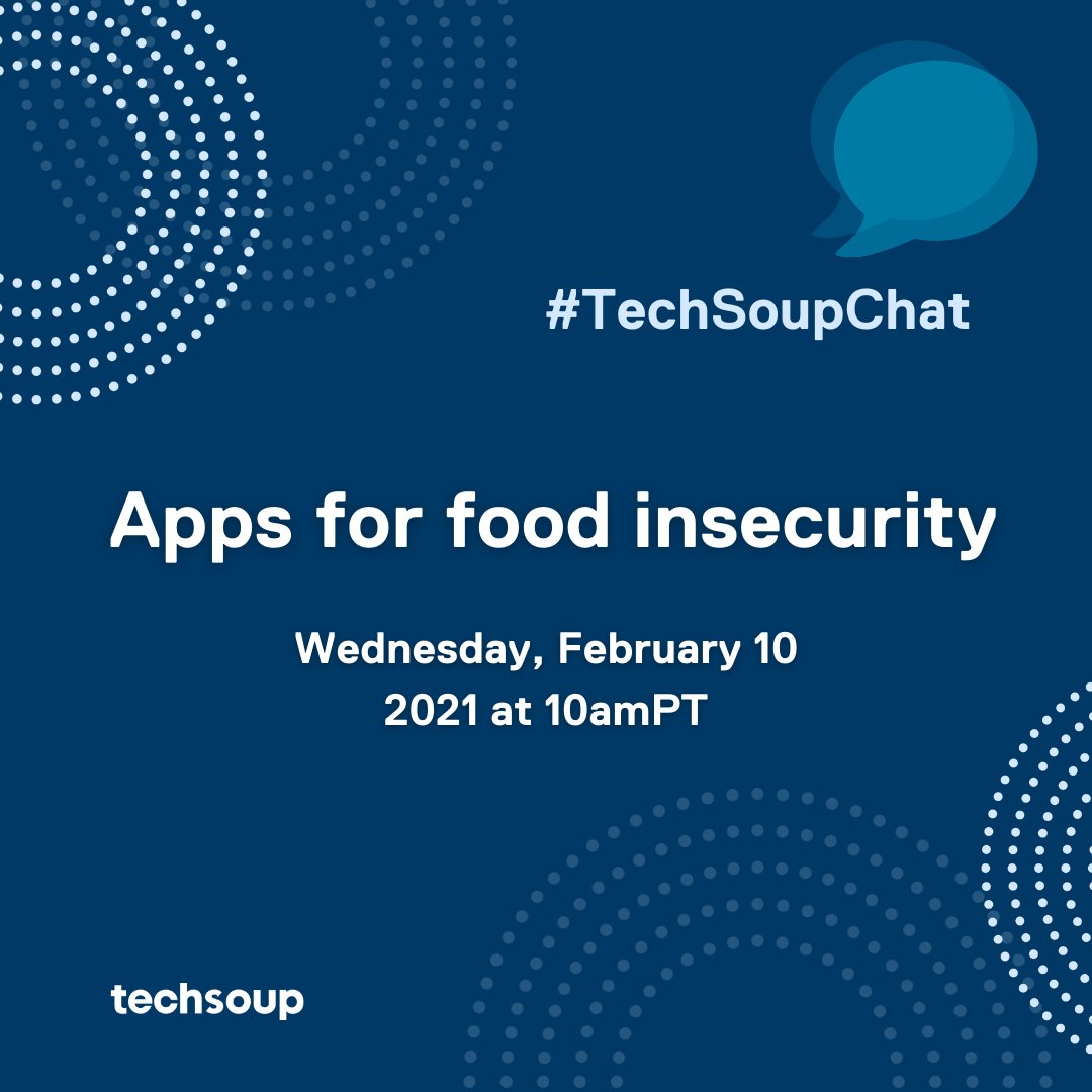 Welcome to the #TechSoupChat of the year! Thanks for joining. Everyone ready? The questions are about to start. Remember to use the hashtags #TechSoupChat and #FoodApps to be part of the conversation.