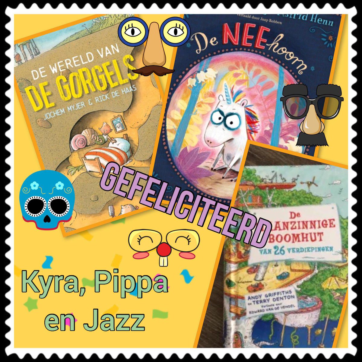 Kyra, Pippa en Jazz zijn de winnaars van de De gemaskerde Voorlezer van De Wegwijzer! Van alle inzenders waren er 59 met een 100% score, knap hoor! #lezenisleuk