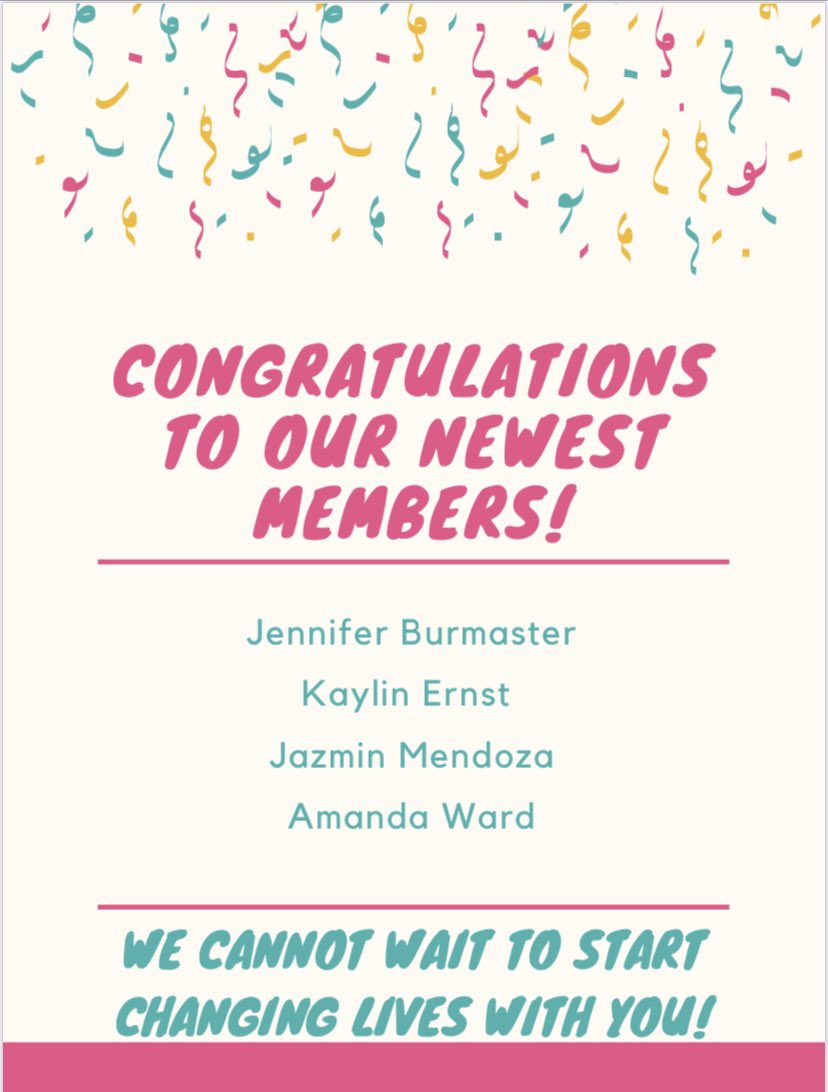 Congratulations to our newest members! 

We cannot wait to start changing lives with you! Thank you for joining us along for the ride this semester! Together we can be #lumberjackstrong !