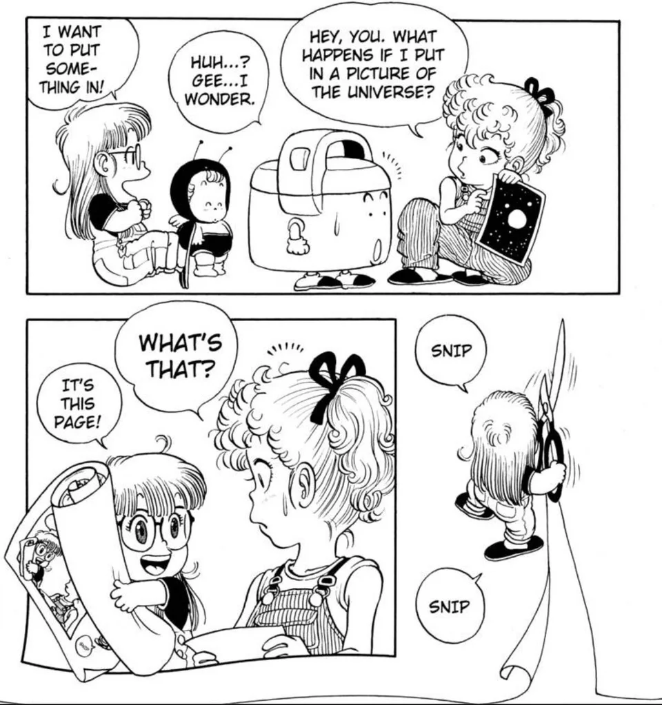 Ce terme est aujourd'hui plus largement employé pour définir toutes les actions qui sortent du cadre "stipulé" d'une BD, d'un film,...Et Akira Toriyama est un grand habitué de ce concept...