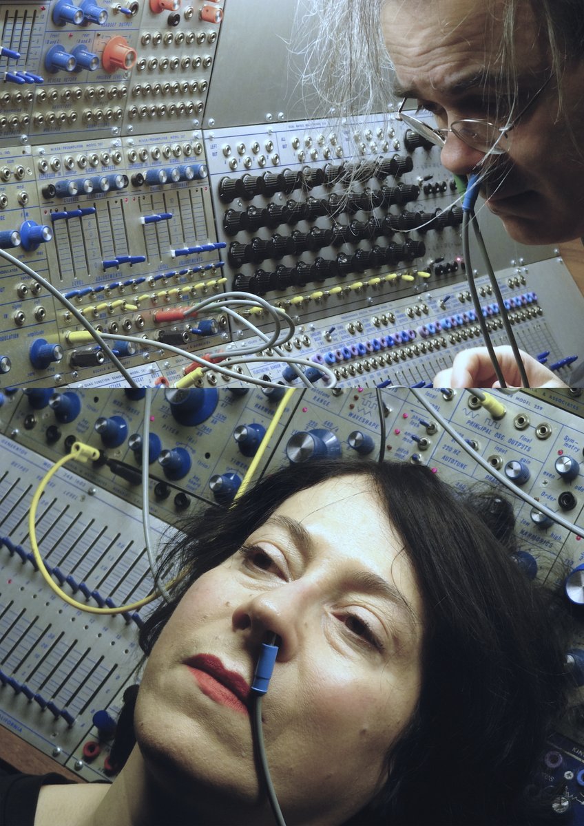 Thread of people posing in front of the Buchla at EMS Stockholm.