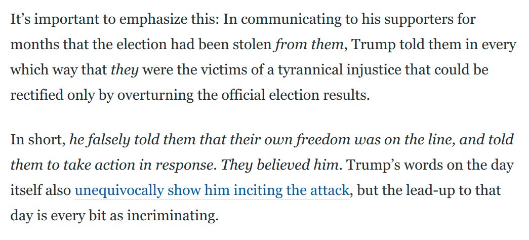 Here  @RepSwalwell also emphasizes a crucial component of Trump's demagoguery: He told his supporters that *they* were the victims of a tyrannical injustice, and that only *they* could defend *themselves.*The importance of this can't be overstated. https://www.washingtonpost.com/opinions/2021/02/10/david-schoen-hannity-theory/
