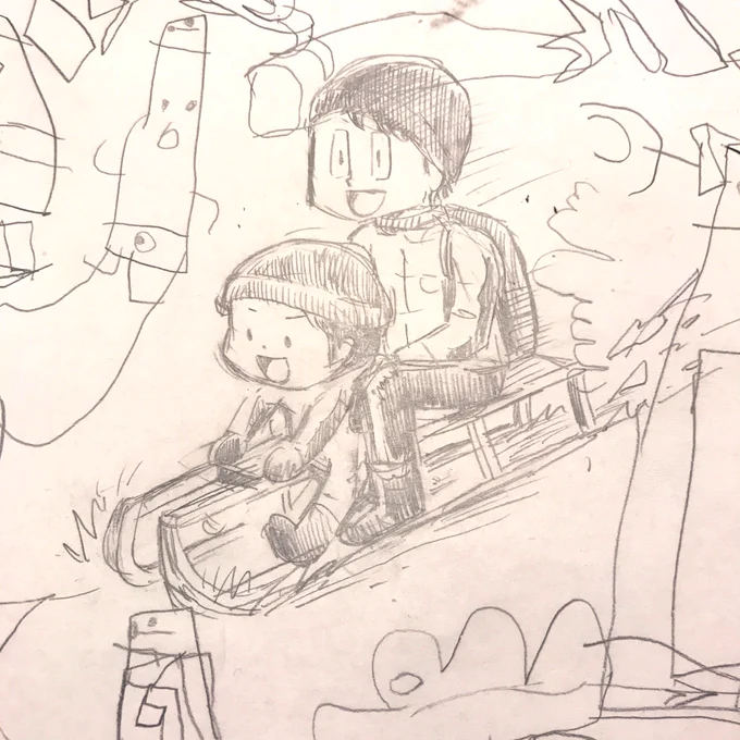 今日息子とソリ遊びしたのがあまりに楽しかったので絵に描きました。

#息子とお絵描き 