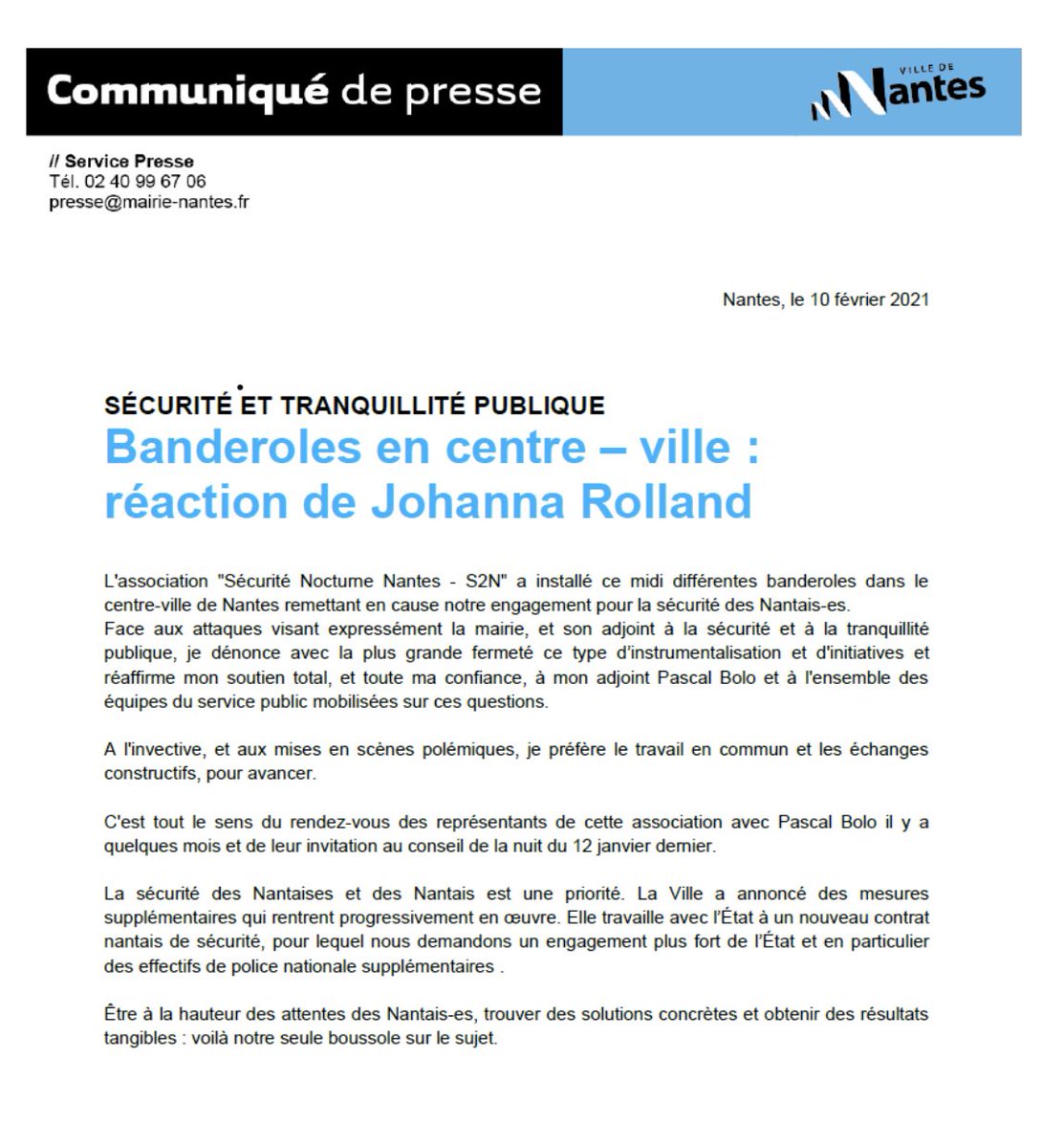 Soutien total a #pascalbolo la sécurité est une priorité #nantes : sortir des invectives pour répondre aux enjeux de sécurité serait plus sérieux