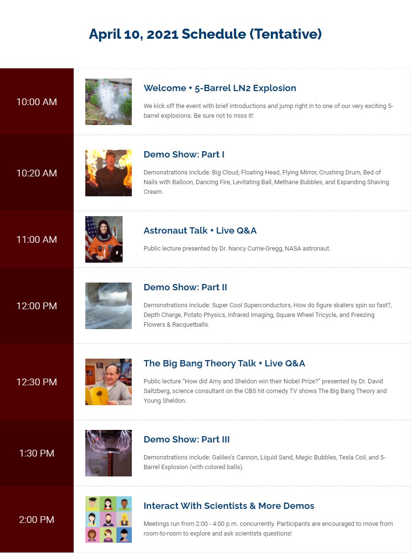 We have a schedule! 🙌 We're so excited to share our livestream #tamuphysicsfest with the world on April 10th. Please like &amp; share with friends/family/schools. It's our hope to puzzle &amp; inspire thousands but we will need your help! 👉 Full schedule: physicsfestival.tamu.edu